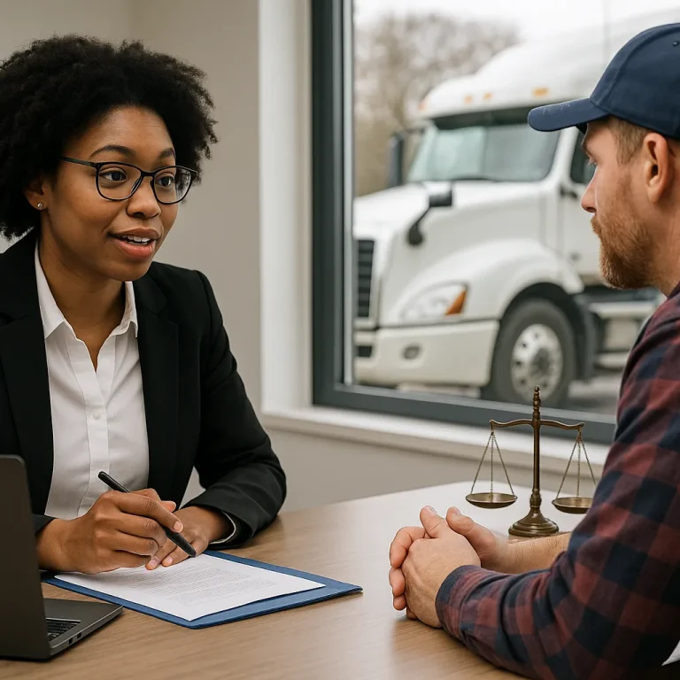 A-CDL-legal-expert-answering-questions-during-a-consultation-with-a-truck-driver